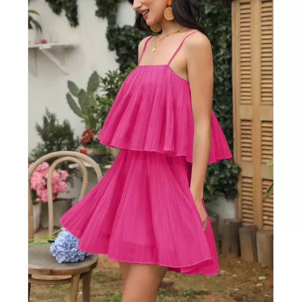 EXLURA Womens 2024 Summer Romper Dress Spaghetti Strap Pleated Fashion Short Jumpsuit Outfits