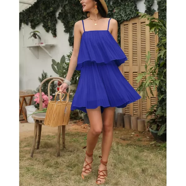 EXLURA Womens 2024 Summer Romper Dress Spaghetti Strap Pleated Fashion Short Jumpsuit Outfits