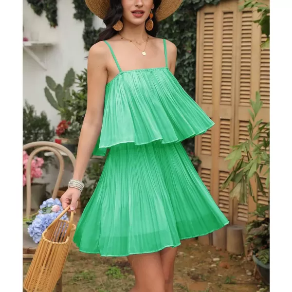 EXLURA Womens 2024 Summer Romper Dress Spaghetti Strap Pleated Fashion Short Jumpsuit Outfits