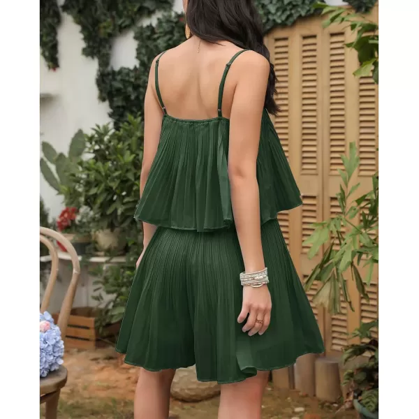 EXLURA Womens 2024 Summer Romper Dress Spaghetti Strap Pleated Fashion Short Jumpsuit Outfits