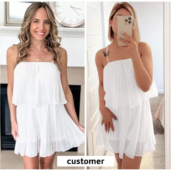EXLURA Womens 2024 Summer Romper Dress Spaghetti Strap Pleated Fashion Short Jumpsuit Outfits