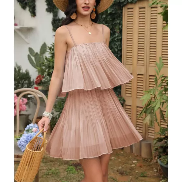 EXLURA Womens 2024 Summer Romper Dress Spaghetti Strap Pleated Fashion Short Jumpsuit Outfits