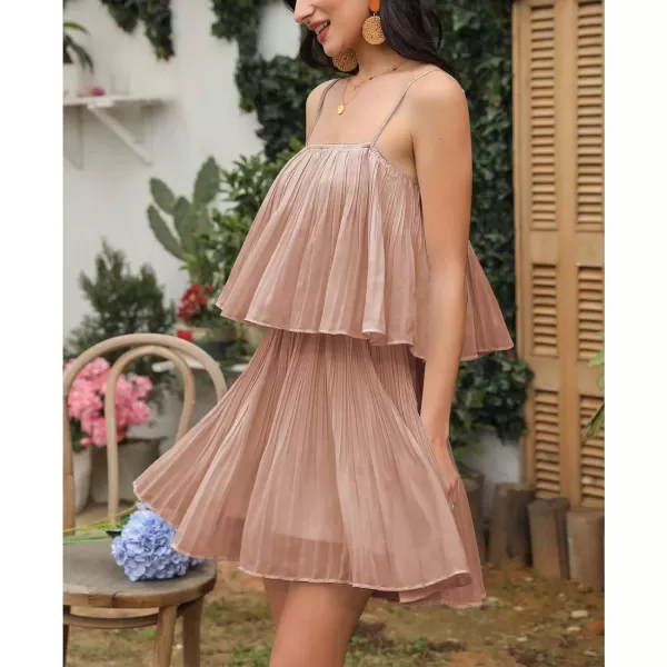 EXLURA Womens 2024 Summer Romper Dress Spaghetti Strap Pleated Fashion Short Jumpsuit Outfits