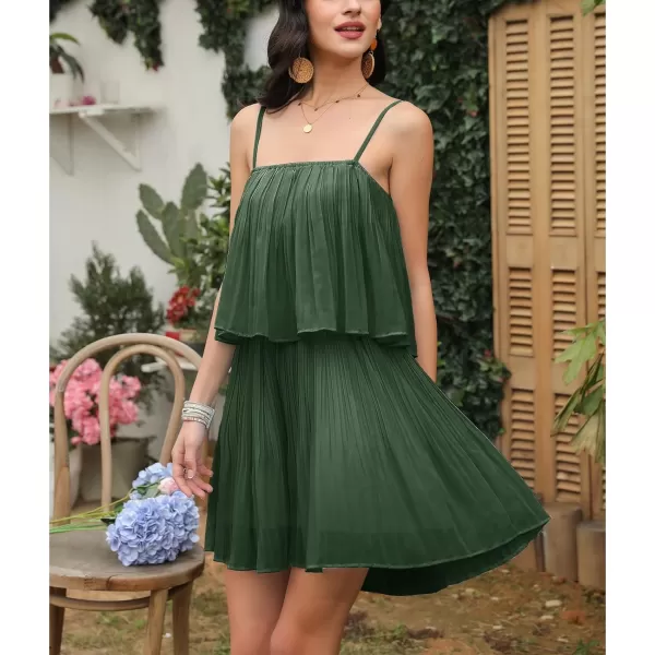 EXLURA Womens 2024 Summer Romper Dress Spaghetti Strap Pleated Fashion Short Jumpsuit Outfits