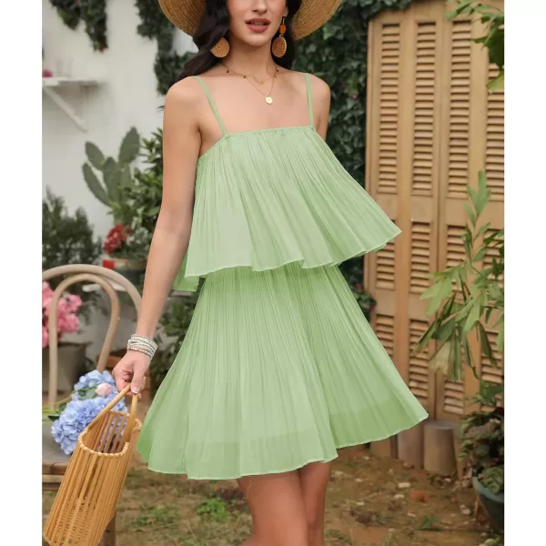 EXLURA Womens 2024 Summer Romper Dress Spaghetti Strap Pleated Fashion Short Jumpsuit Outfits