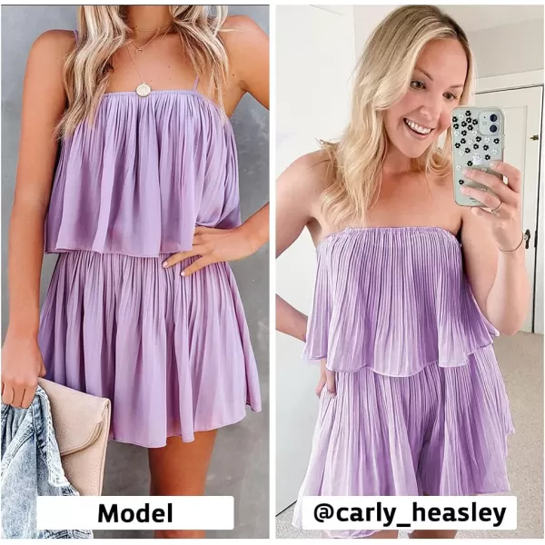 EXLURA Womens 2024 Summer Romper Dress Spaghetti Strap Pleated Fashion Short Jumpsuit Outfits