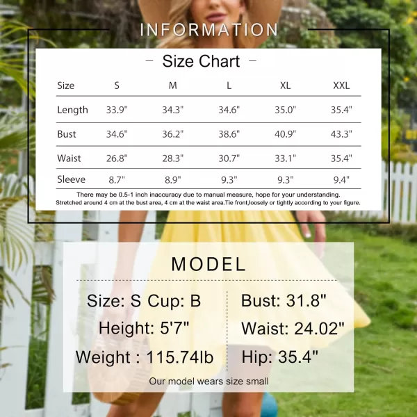 EXLURA Women's 2024 Summer Short Puff Sleeve Casual Short Mini Dresses Tie Back Square Neck A-Line Sundress