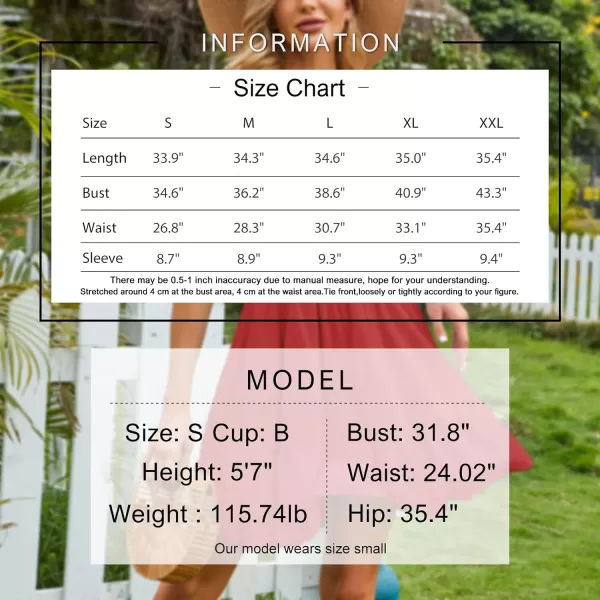 EXLURA Women's 2024 Summer Short Puff Sleeve Casual Short Mini Dresses Tie Back Square Neck A-Line Sundress