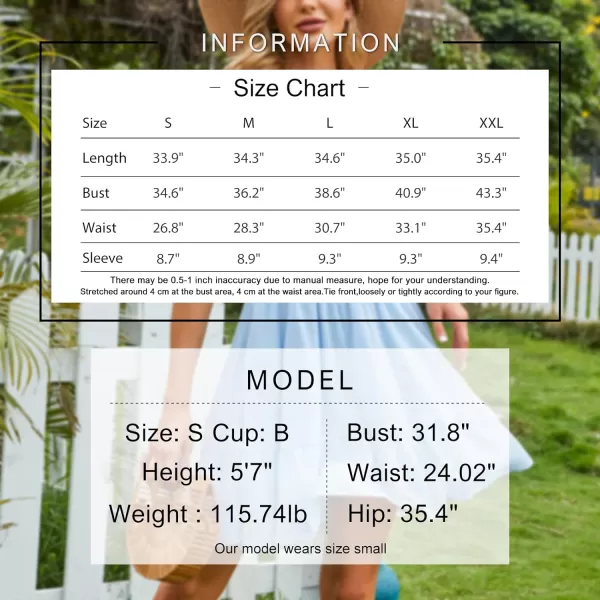 EXLURA Women's 2024 Summer Short Puff Sleeve Casual Short Mini Dresses Tie Back Square Neck A-Line Sundress