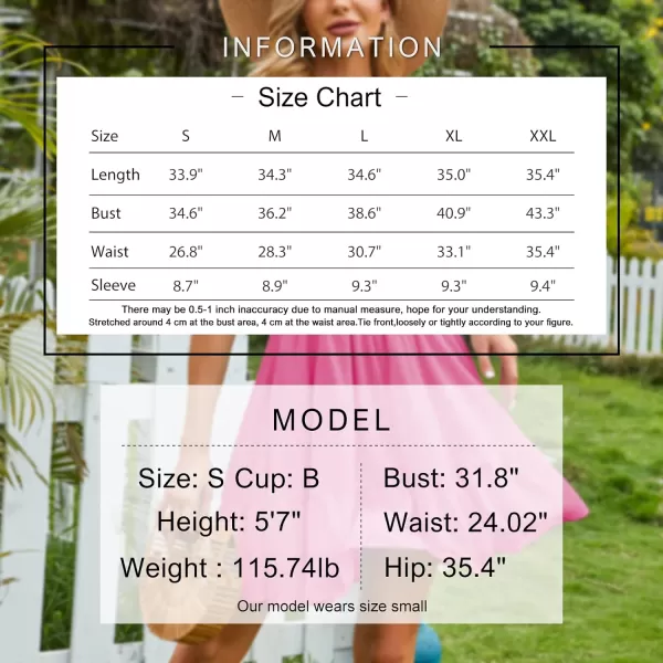 EXLURA Women's 2024 Summer Short Puff Sleeve Casual Short Mini Dresses Tie Back Square Neck A-Line Sundress