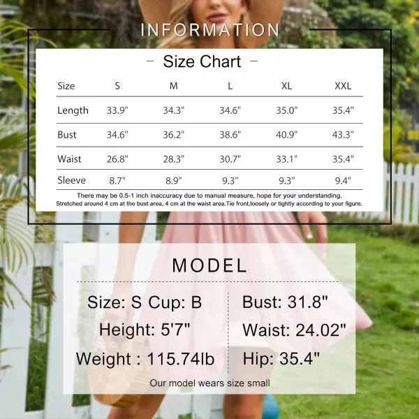 EXLURA Women's 2024 Summer Short Puff Sleeve Casual Short Mini Dresses Tie Back Square Neck A-Line Sundress