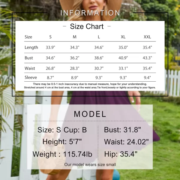EXLURA Women's 2024 Summer Short Puff Sleeve Casual Short Mini Dresses Tie Back Square Neck A-Line Sundress