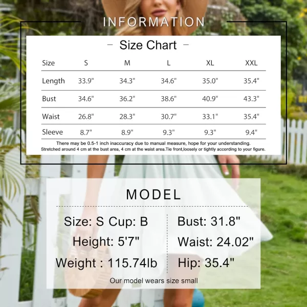 EXLURA Women's 2024 Summer Short Puff Sleeve Casual Short Mini Dresses Tie Back Square Neck A-Line Sundress