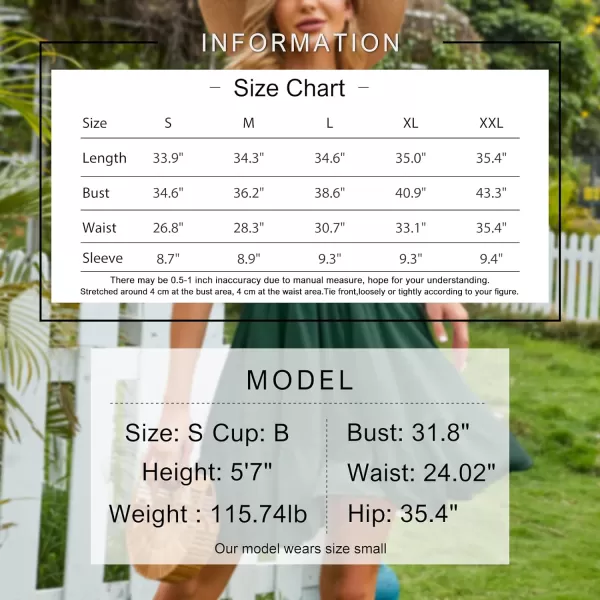 EXLURA Women's 2024 Summer Short Puff Sleeve Casual Short Mini Dresses Tie Back Square Neck A-Line Sundress