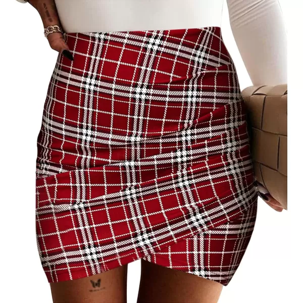 EXLURA Women's Bodycon Ruched Tulip Mini Skirt Elastic High Waist Asymmetrical Short Skirts