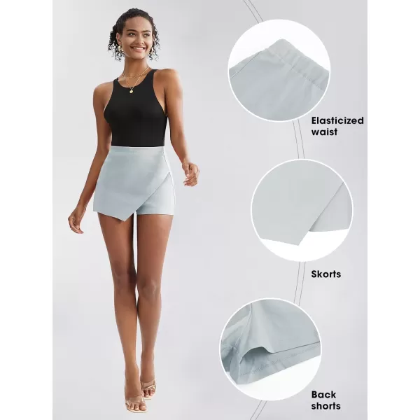 EXLURA Women's High Elastic Waist Bodycon Asymmetrical Skorts Short Mini Skirt with Shorts