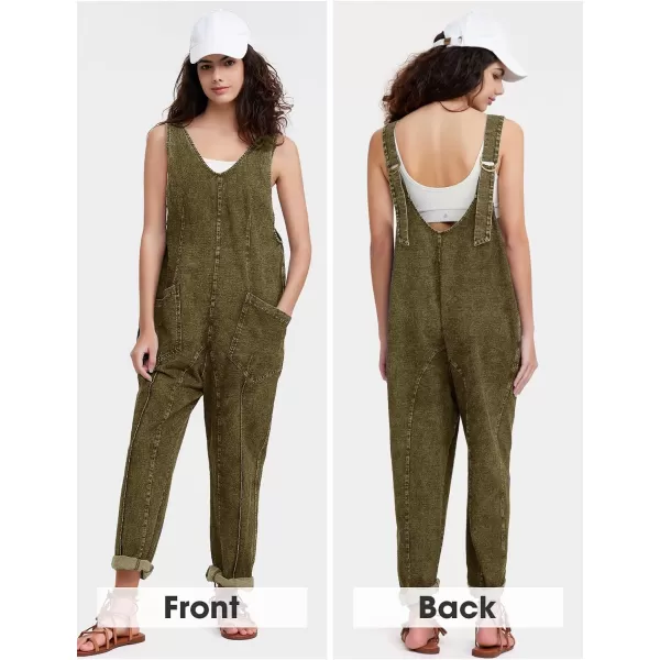 EXLURA Womens High Roller Denim Bib Jumpsuits Casual Loose Sleeveless Baggy Overalls Jeans Pants Jumpers with Pockets