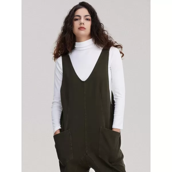 EXLURA Womens High Roller Denim Bib Jumpsuits Casual Loose Sleeveless Baggy Overalls Jeans Pants Jumpers with Pockets