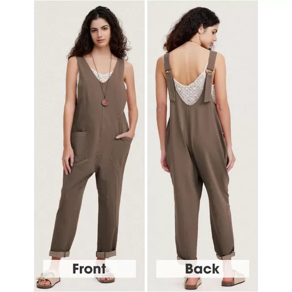 EXLURA Womens High Roller Denim Bib Jumpsuits Casual Loose Sleeveless Baggy Overalls Jeans Pants Jumpers with Pockets