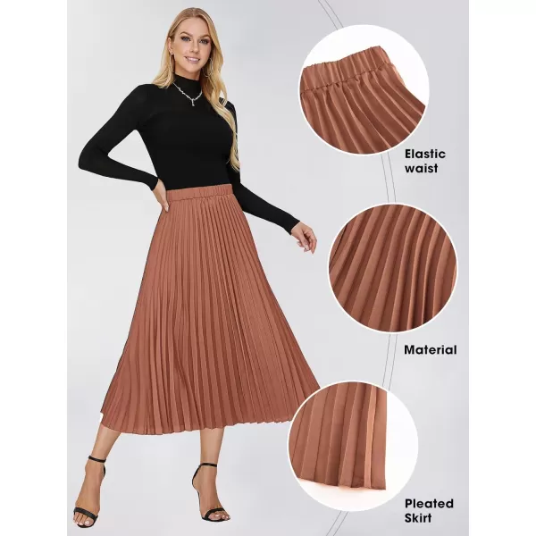 EXLURA Womens High Waist Polka Dot Pleated Skirt Midi Swing Skirt with Pockets