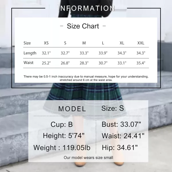 EXLURA Womens High Waist Polka Dot Pleated Skirt Midi Swing Skirt with Pockets