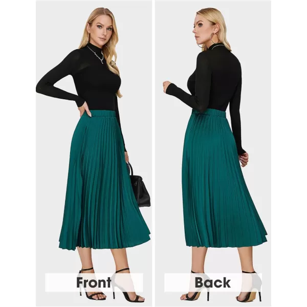 EXLURA Womens High Waist Polka Dot Pleated Skirt Midi Swing Skirt with Pockets