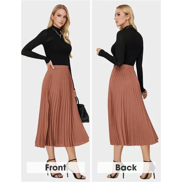 EXLURA Womens High Waist Polka Dot Pleated Skirt Midi Swing Skirt with Pockets