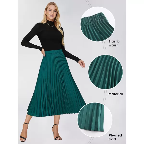 EXLURA Womens High Waist Polka Dot Pleated Skirt Midi Swing Skirt with Pockets