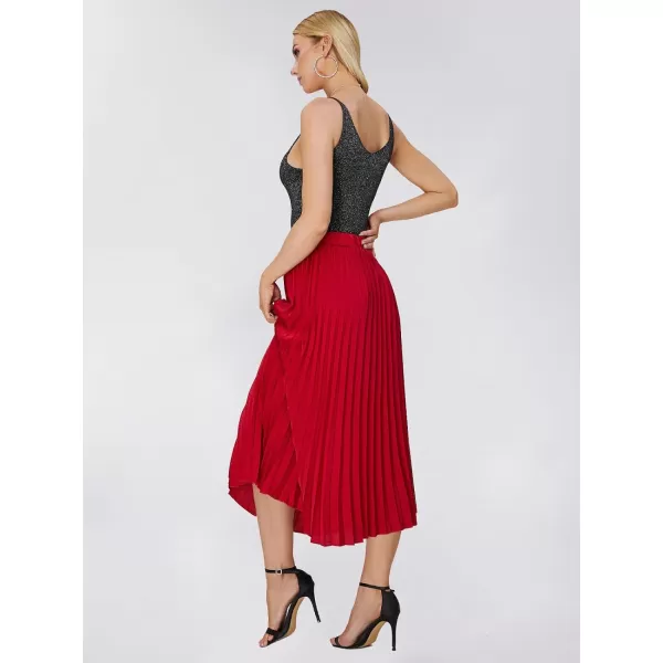 EXLURA Womens High Waist Polka Dot Pleated Skirt Midi Swing Skirt with Pockets