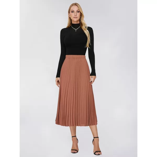 EXLURA Womens High Waist Polka Dot Pleated Skirt Midi Swing Skirt with Pockets