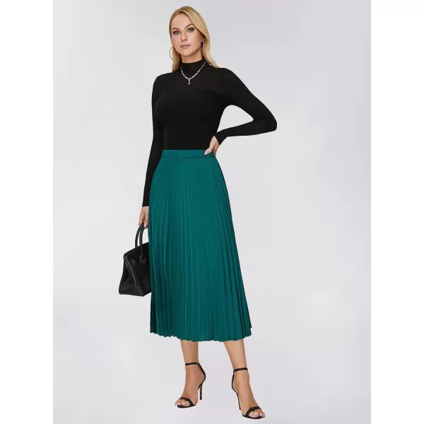 EXLURA Womens High Waist Polka Dot Pleated Skirt Midi Swing Skirt with Pockets