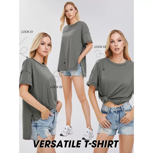 EXLURA Womens Oversized T Shirt Casual Short Sleeve Loose Maternity Tops Summer Crewneck Tunic Plus Size Gym Workout Top 2024