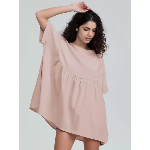 EXLURA Womens Short Sleeve Summer Tops Casual Loose Maternity Babydoll Peplum Tops Oversized Shirts Tunic 2024