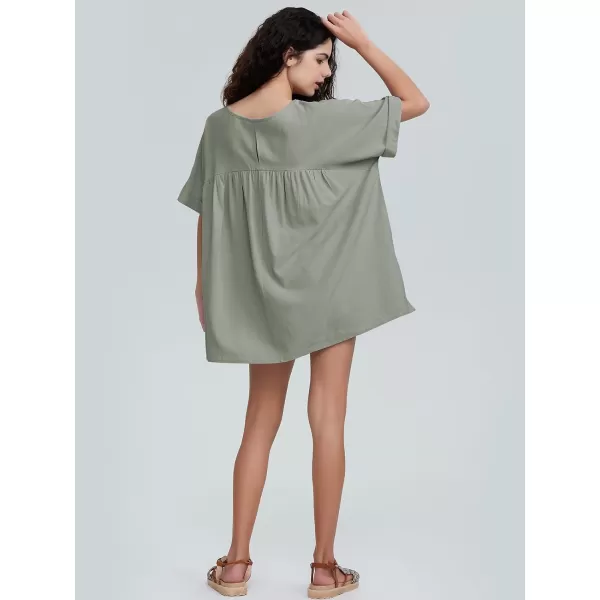 EXLURA Womens Short Sleeve Summer Tops Casual Loose Maternity Babydoll Peplum Tops Oversized Shirts Tunic 2024