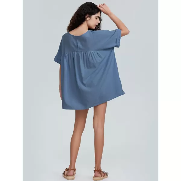 EXLURA Womens Short Sleeve Summer Tops Casual Loose Maternity Babydoll Peplum Tops Oversized Shirts Tunic 2024