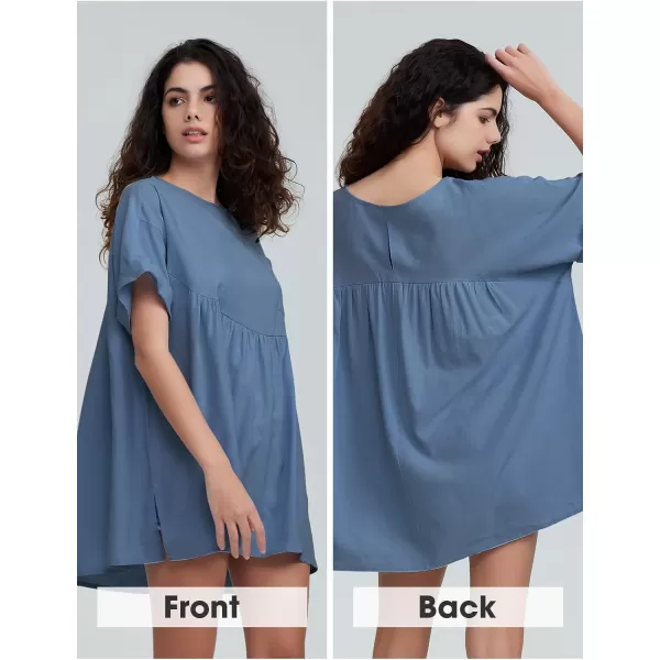 EXLURA Womens Short Sleeve Summer Tops Casual Loose Maternity Babydoll Peplum Tops Oversized Shirts Tunic 2024