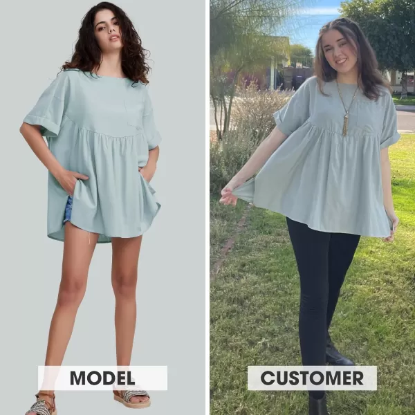 EXLURA Womens Short Sleeve Summer Tops Casual Loose Maternity Babydoll Peplum Tops Oversized Shirts Tunic 2024