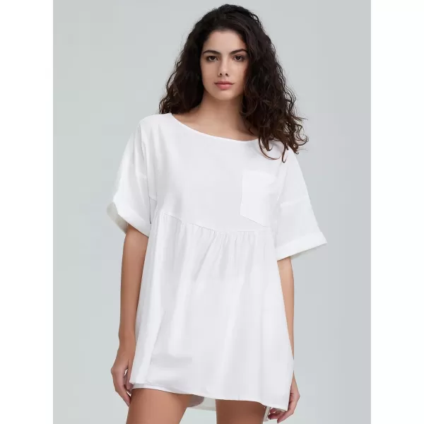 EXLURA Womens Short Sleeve Summer Tops Casual Loose Maternity Babydoll Peplum Tops Oversized Shirts Tunic 2024