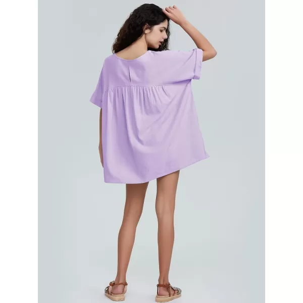 EXLURA Womens Short Sleeve Summer Tops Casual Loose Maternity Babydoll Peplum Tops Oversized Shirts Tunic 2024