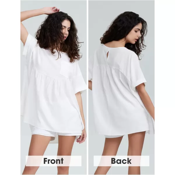 EXLURA Womens Short Sleeve Summer Tops Casual Loose Maternity Babydoll Peplum Tops Oversized Shirts Tunic 2024