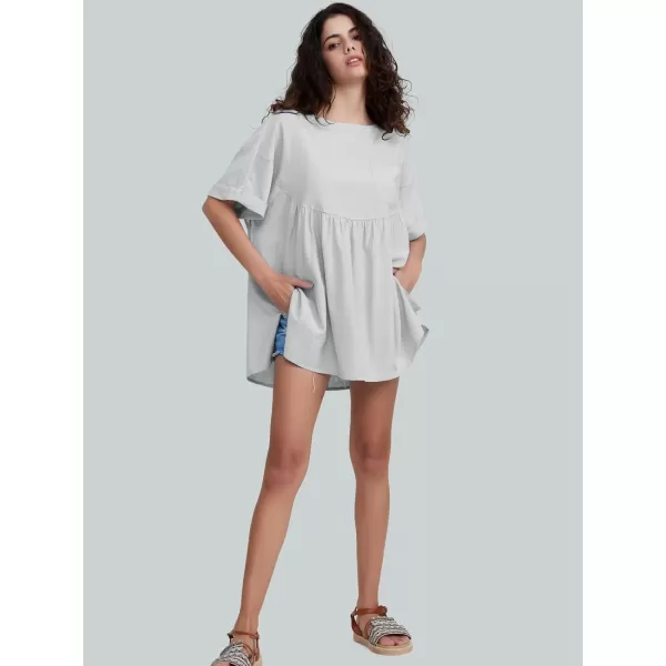 EXLURA Womens Short Sleeve Summer Tops Casual Loose Maternity Babydoll Peplum Tops Oversized Shirts Tunic 2024