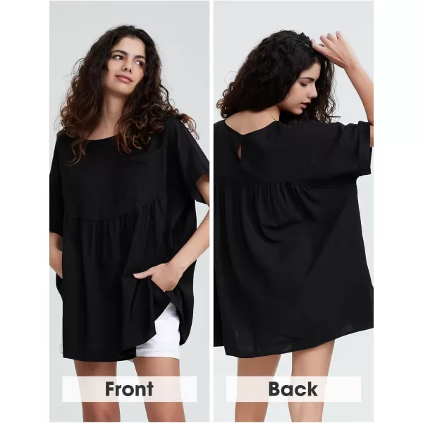 EXLURA Womens Short Sleeve Summer Tops Casual Loose Maternity Babydoll Peplum Tops Oversized Shirts Tunic 2024