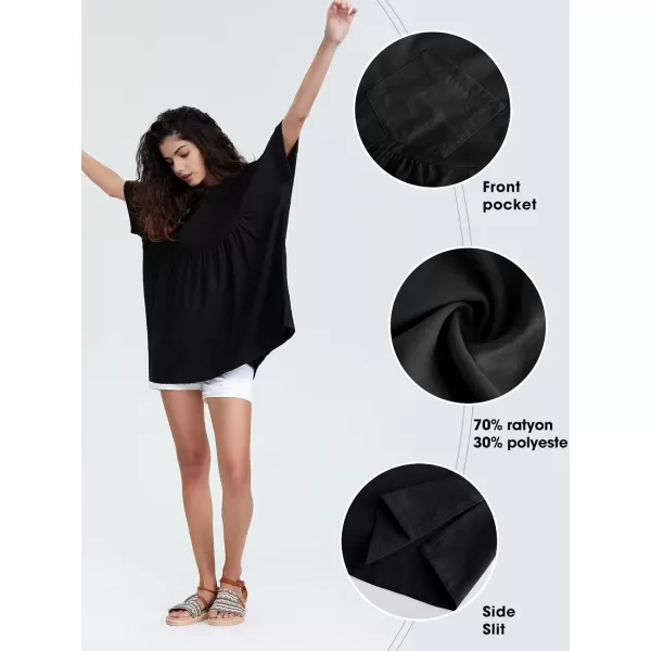 EXLURA Womens Short Sleeve Summer Tops Casual Loose Maternity Babydoll Peplum Tops Oversized Shirts Tunic 2024