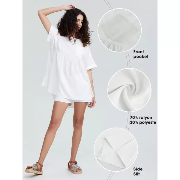 EXLURA Womens Short Sleeve Summer Tops Casual Loose Maternity Babydoll Peplum Tops Oversized Shirts Tunic 2024