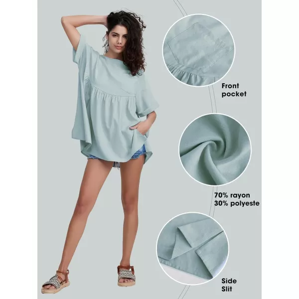 EXLURA Womens Short Sleeve Summer Tops Casual Loose Maternity Babydoll Peplum Tops Oversized Shirts Tunic 2024