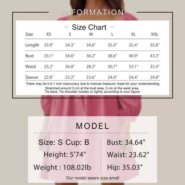EXLURA Womens Square Neck Dress Long Puff Sleeve A-Line Casual Short Mini Dress