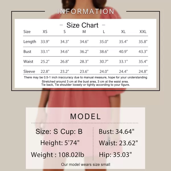 EXLURA Womens Square Neck Dress Long Puff Sleeve A-Line Casual Short Mini Dress