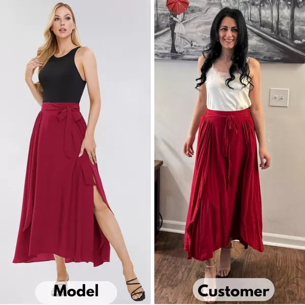 EXLURA Womens Summer Casual Split Hem Maxi Skirt Sexy Flowy Vacation Beach Long Skirts