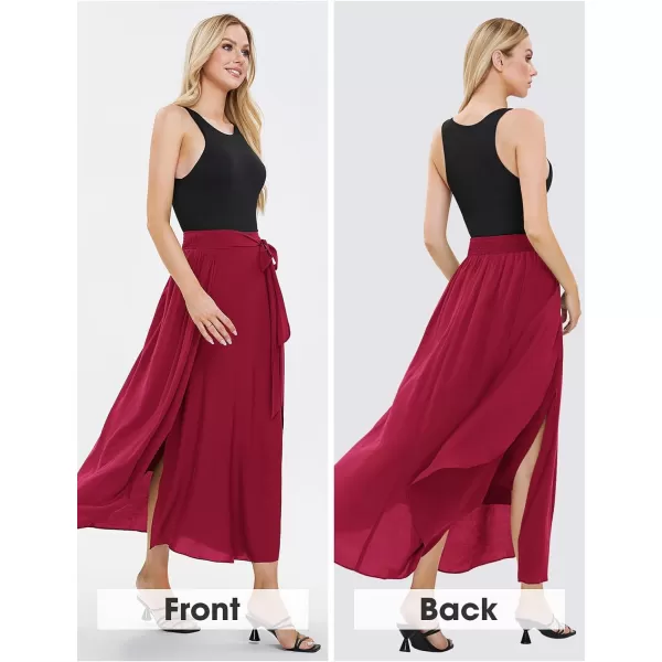 EXLURA Womens Summer Casual Split Hem Maxi Skirt Sexy Flowy Vacation Beach Long Skirts