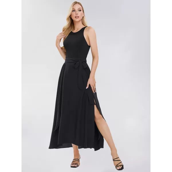EXLURA Womens Summer Casual Split Hem Maxi Skirt Sexy Flowy Vacation Beach Long Skirts